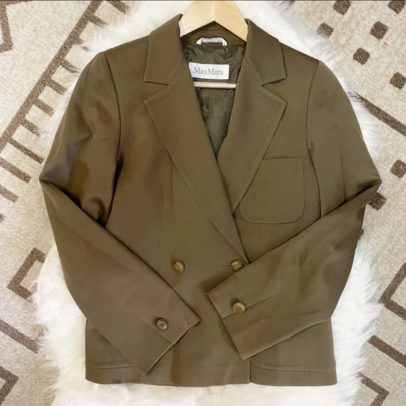 MaxMara Olive Wool Military Blazer Size 6 - Picture 12 of 15